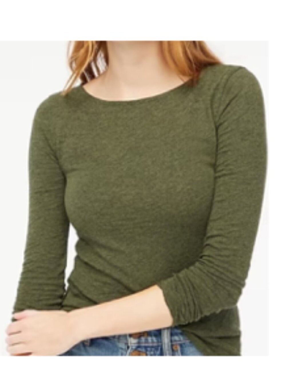 NWT J Crew Women's Boatneck Cotton Artists Long Sleeve Tee; Green; Size: M